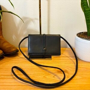 Black leather convertible crossbody/wallet by Fossil